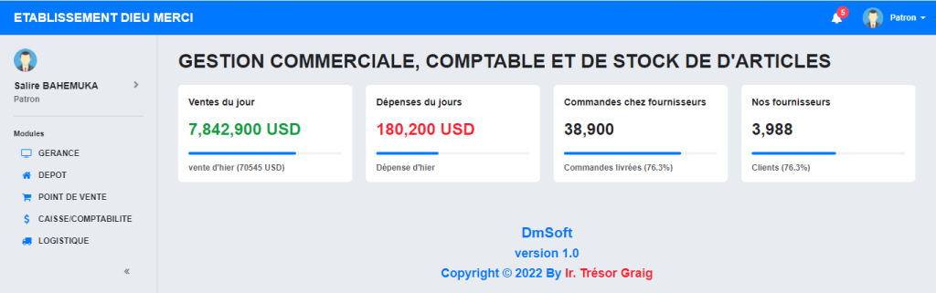 Capture du projet Gescom