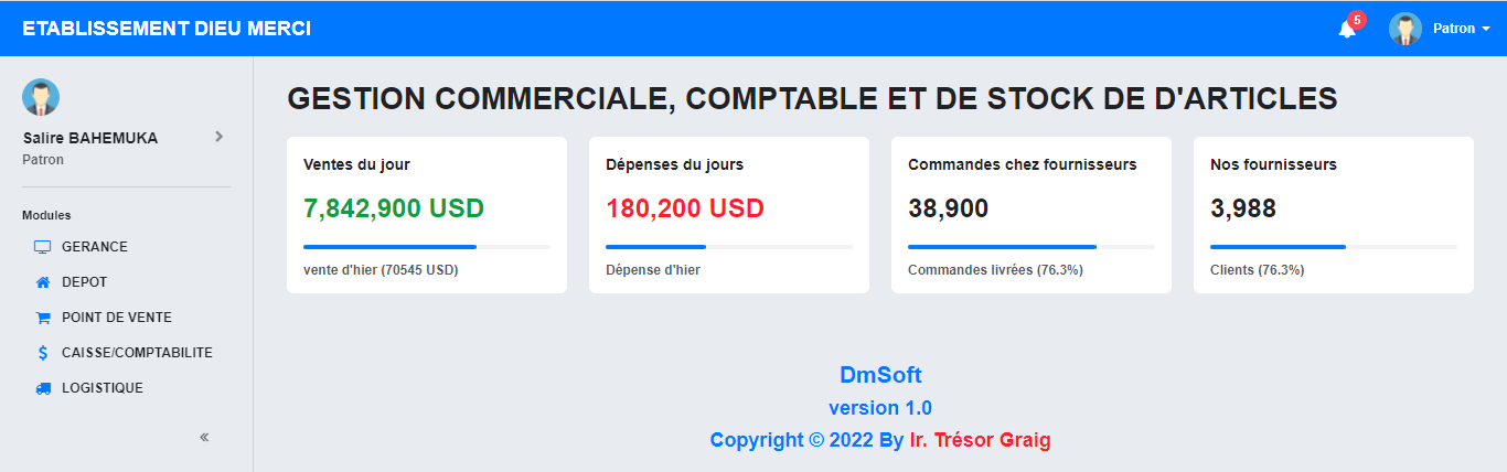 Capture du projet Gescom